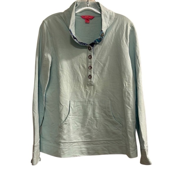 Lilly Pulitzer Women's IWhisper Blue Long Sleeve Casual Landley Popover Medium - Picture 1 of 9